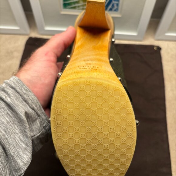 Gucci Mule Platforms in Python Snakeskin Green Leather - Picture 12 of 16